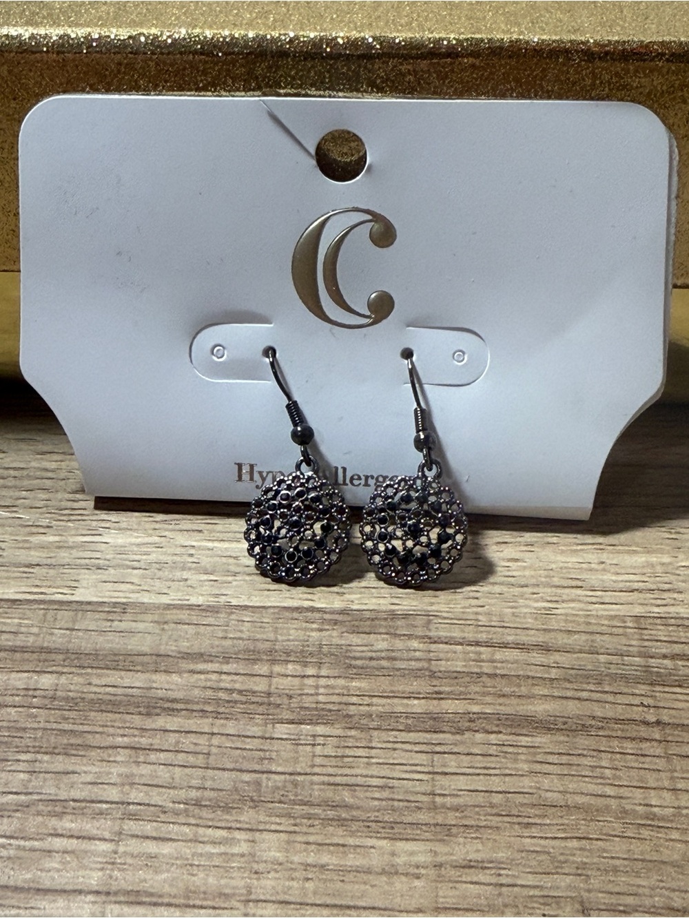 Charming Charlie Black Crystal Cluster Drop Earrings